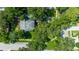 Aerial view of a home nestled among lush trees in a quiet residential area at 1857 Castle Woods Dr, Clearwater, FL 33759