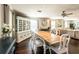 Stylish dining room with a large table, hardwood floors, and built-in shelving at 1857 Castle Woods Dr, Clearwater, FL 33759