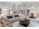 Living room with vaulted ceilings, plush seating, and an open floor plan connecting to the kitchen and dining areas at 3017 Minuteman Ln, Brandon, FL 33511