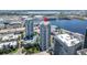 The real estate aerial view highlights the tower's location near the water, showcasing its attractive urban setting at 449 S 12Th St # 2702, Tampa, FL 33602