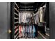 Organized walk-in closet with built-in shelving, hanging rods, and dark wood finish at 449 S 12Th St # 2702, Tampa, FL 33602