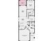 An overhead view of the first floor plan showing the kitchen, bedrooms, and living spaces layout at 757 Steel Dr, Apollo Beach, FL 33572