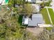 An aerial view of the property showcasing a well-maintained backyard and surrounding neighborhood at 1044 Charles St, Clearwater, FL 33755