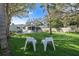 Well-maintained backyard featuring a manicured lawn, patio, and outdoor seating at 1044 Charles St, Clearwater, FL 33755