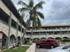 Beautiful courtyard with sidewalk, palms, and view of apartments at 2462 Brazilia Dr # 76, Clearwater, FL 33763