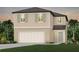 Two-story home featuring a two-car garage, a well-manicured lawn, and a neutral color scheme at 10406 Cross River Trl, Parrish, FL 34219