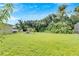 Expansive backyard featuring lush green grass, a playset, and mature trees for added privacy at 9010 Grand Bayou Ct, Tampa, FL 33635