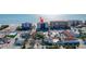 Close aerial shows condo community close to the beach and parking areas at 14700 Gulf Blvd # 405, Madeira Beach, FL 33708