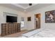Bedroom features ensuite bathroom access and backyard pool access for convenience at 220 Garden S Cir, Dunedin, FL 34698