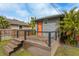 Backyard shed offers a private outdoor space with a wooden deck, steps and railing at 2454 15Th N Ave, St Petersburg, FL 33713