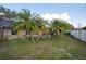 A verdant backyard with lush green grass and tropical palm trees enhances this home's serene outdoor space at 9415 Pebble Glen Ave, Tampa, FL 33647