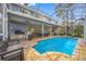 A screened pool with an outdoor kitchen and seating area at 15702 Muirfield Dr, Odessa, FL 33556