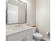 Half bath with modern fixtures, a clean design, and a well-lit mirror at 2630 Yellow Sundial Loop, Ruskin, FL 33570