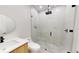 Bathroom with vanity, toilet and glass shower at 4507 Majestic Hill Loop, Brooksville, FL 34601