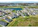 A picturesque aerial view of a community featuring homes, lakes, and lush green landscapes on a sunny day at 10432 High Noon Trl, Parrish, FL 34219