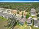 An aerial view of single-story homes in a residential community with mature landscaping and water views at 19724 Fort King Run, Brooksville, FL 34601