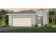 Modern home showcasing a two-car garage and decorative landscaping at 5018 Coastal Oak Ct, Lakewood Ranch, FL 34211