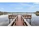 A wooden dock extending into a serene lake provides direct water access at 2263 Citrus Ct, Clearwater, FL 33763
