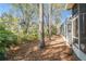 The backyard offers a serene outdoor space surrounded by lush greenery and trees at 2712 Conch Hollow Dr, Brandon, FL 33511