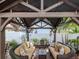 Outdoor gazebo with comfortable seating, plants, and a view of the fenced backyard at 4302 W San Pedro St, Tampa, FL 33629