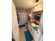 Bright bathroom with white vanity, granite countertop, bathtub and shower combo with blue accents at 4908 Wild Senna Blvd, Tampa, FL 33619