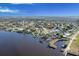 Panoramic aerial view showing the property’s canal access, lush surroundings, and neighborhood layout at 541 Ridgecrest Dr, Punta Gorda, FL 33982