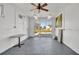Spacious garage with ample storage and a view of the lush backyard at 541 Ridgecrest Dr, Punta Gorda, FL 33982