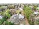 Aerial view of a property with mature trees, lush landscaping, and a few structures around the home at 8523 Hamster Dr, Zephyrhills, FL 33540