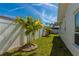 Grassy backyard features a privacy fence and tropical landscaping at 102 23Rd St, Belleair Beach, FL 33786