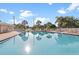 Community pool with lounge chairs and palm trees; perfect for relaxation and recreation at 10467 Larchmont N Pl, Pinellas Park, FL 33782