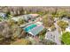 An elevated view of a pool and clubhouse with surrounding greenery and well-maintained landscaping at 3503 Albritton St, New Port Richey, FL 34655