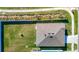 Aerial view of home, yard, and neighborhood showcasing the property layout at 35524 Quartz Lake Dr, Zephyrhills, FL 33541