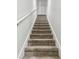 Carpeted staircase leading to the second floor with white walls and a white handrail at 1301 Jen Ma Jo Ln, Lutz, FL 33549