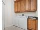 Functional laundry room with cabinets, a sink, and a washer and dryer at 14 Somerset St # 5C, Clearwater, FL 33767