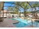 Refreshing pool with palm trees, sun chairs, and an umbrella for shade at 18149 Regents Square Dr, Tampa, FL 33647