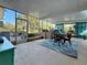 Expansive screened-in patio with dining, lounge areas, and lush backyard view at 4100 Narvarez S Way, St Petersburg, FL 33712