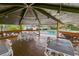 Gazebo interior showcasing tables, chairs, and views of the pool area at 4939 Floramar Ter # 208, New Port Richey, FL 34652
