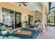 This screened patio offers comfortable seating and dining areas, complemented by views of the inviting swimming pool at 10105 Holly Berry Dr, Weeki Wachee, FL 34613