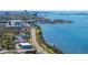 Stunning aerial view along the bay with bridges, parks, and city at 138 Edgewater Ter, Dunedin, FL 34698