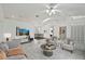 Spacious living area featuring stylish furniture, modern decor, and seamless flow to the dining area and kitchen at 4320 51St S Ave, St Petersburg, FL 33711
