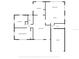 Simple floor plan with dimensions, showcasing the layout of the bedrooms, bathrooms, living area and kitchen at 5117 School Rd, New Port Richey, FL 34653