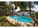 Private backyard pool surrounded by lush landscaping, offering a serene and relaxing atmosphere at 5611 Venetian Ne Blvd, St Petersburg, FL 33703