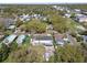 Aerial view captures a cozy neighborhood street lined with mature trees providing ample shade for the houses at 200 W Louisiana Ave, Tampa, FL 33603