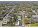 Distant aerial perspective of residential neighborhood, featuring mature trees lining streets and scattered water features at 200 W Louisiana Ave, Tampa, FL 33603