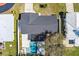 Aerial view of home showcasing backyard pool and patio at 1464 S Evergreen Ave, Clearwater, FL 33756