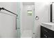 Contemporary bathroom featuring a modern vanity with vessel sink and a glass-enclosed shower at 4440 58Th N Ave, St Petersburg, FL 33714