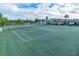 Well-maintained tennis courts with lake view and nearby seating at 9808 62Nd N Ter # 9808, St Petersburg, FL 33708