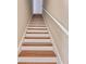 Elegant staircase featuring wooden steps with white risers and a simple white handrail at 111 N Albany Ave # 3, Tampa, FL 33606