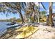 Private sandy beach with kayaks and a swing, offering endless waterfront fun at 19242 Blount Rd, Lutz, FL 33558