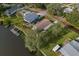 Aerial view of home, waterfront, and community at 4638 Heavens Way, New Port Richey, FL 34652